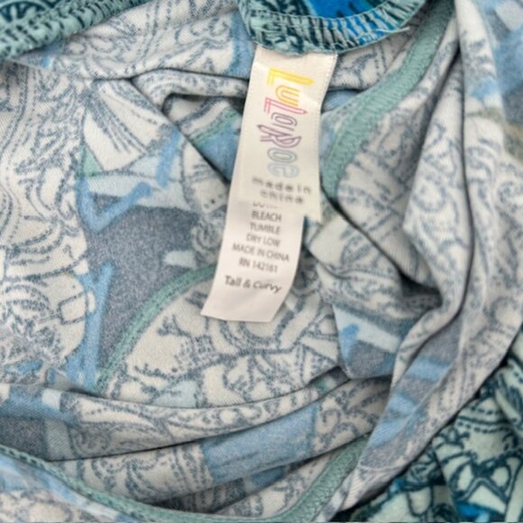 Women's LuLaRoe TC Tall and Curvy Blue Cowboy Boot Print Leggings Western Wear - Picture 3 of 4